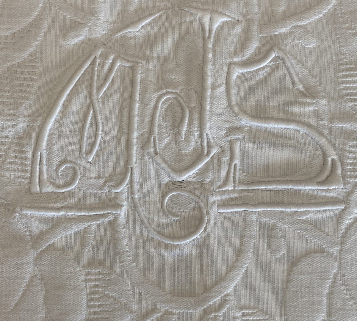 Couverture De Mariage Ou Nappe En Coton Monogrammé Mjs-photo-7