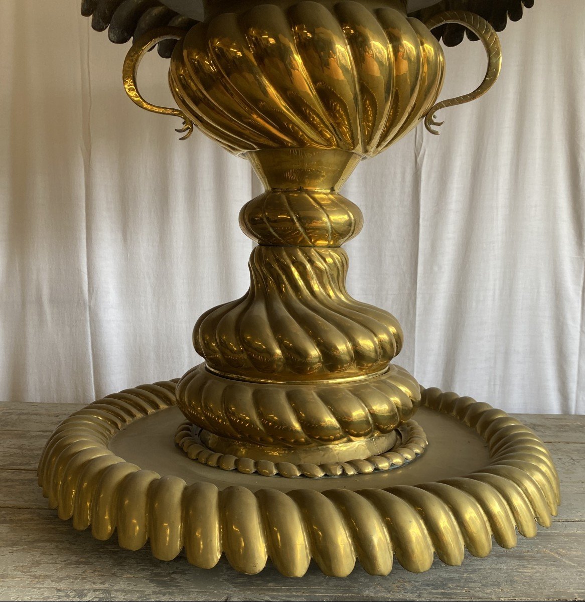 Large Ottoman Brazier In Bronze And Brass 19th Century-photo-3