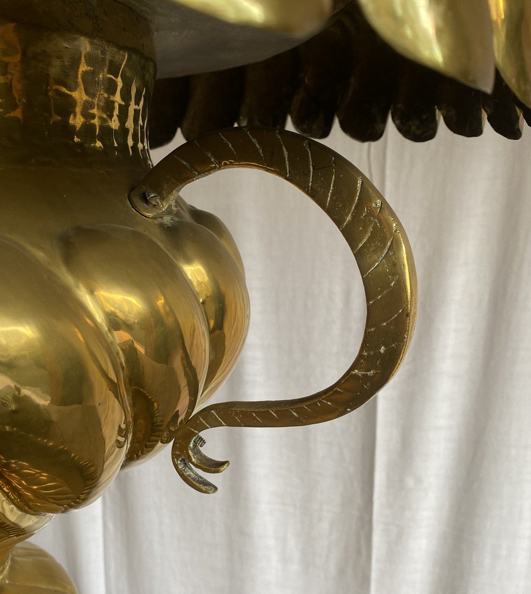 Large Ottoman Brazier In Bronze And Brass 19th Century-photo-4