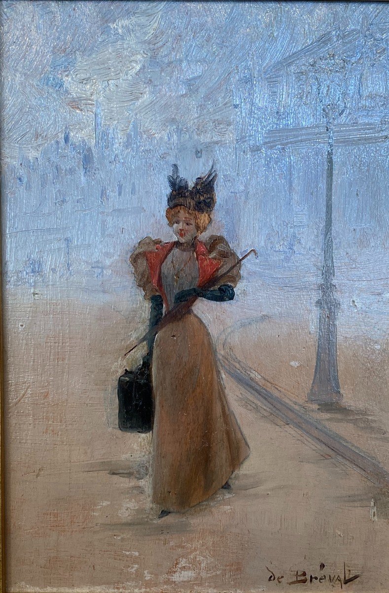 De Breval Henry Elegant Oil On Panel In Paris 19th Century