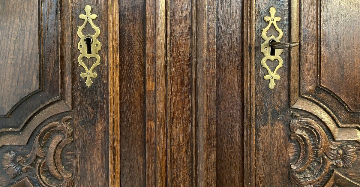 Louis XIV Oak Wardrobe Lion Paws XVII-photo-2