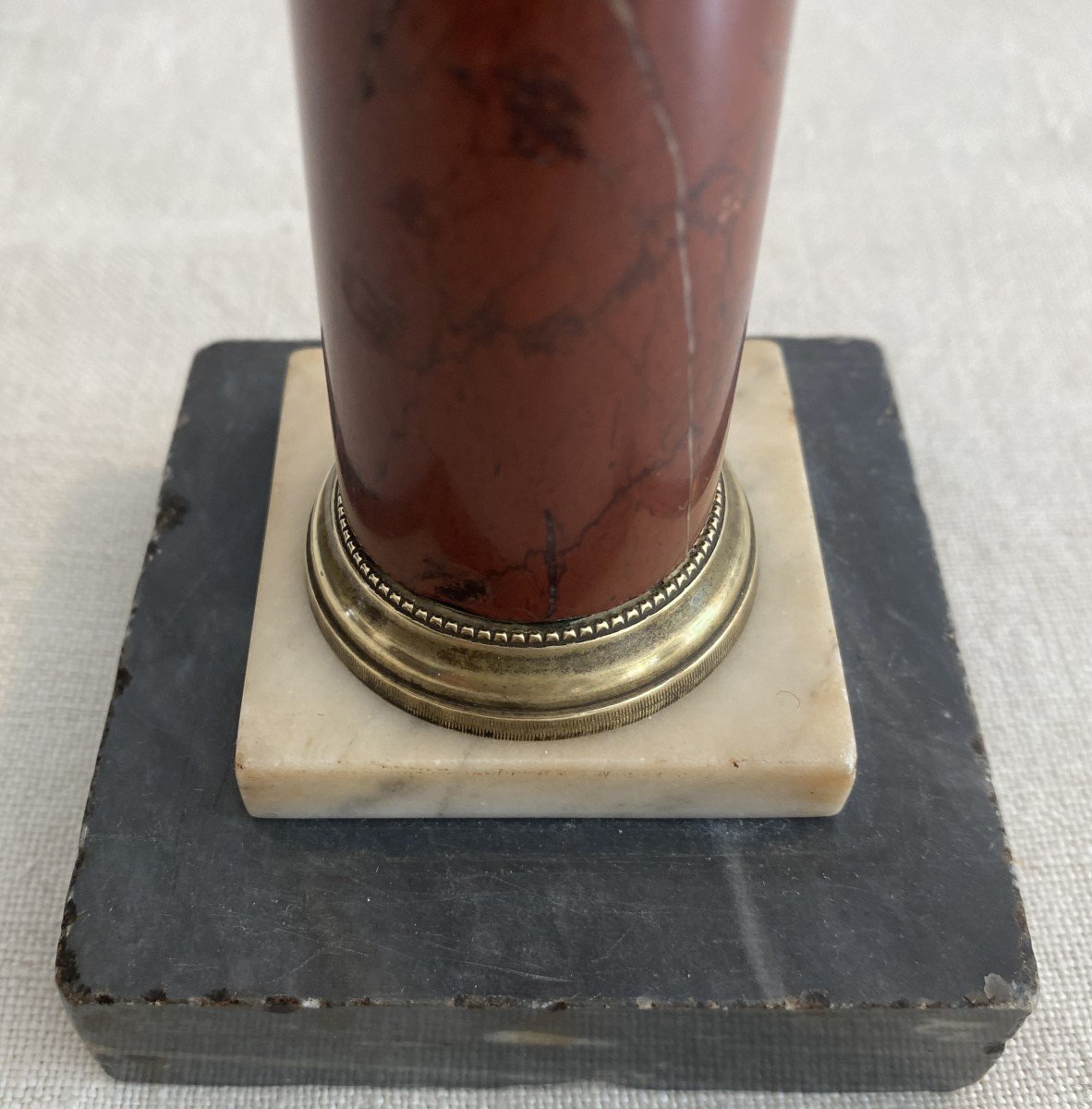 Pair Of Louis XVI Candlesticks Or Table Ends In Bronze And Marble XVIII-photo-7