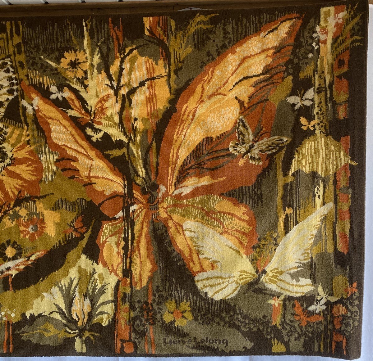 Lelong Hervé Aubusson Tapestry "la Papillonnière" 20th Century-photo-3