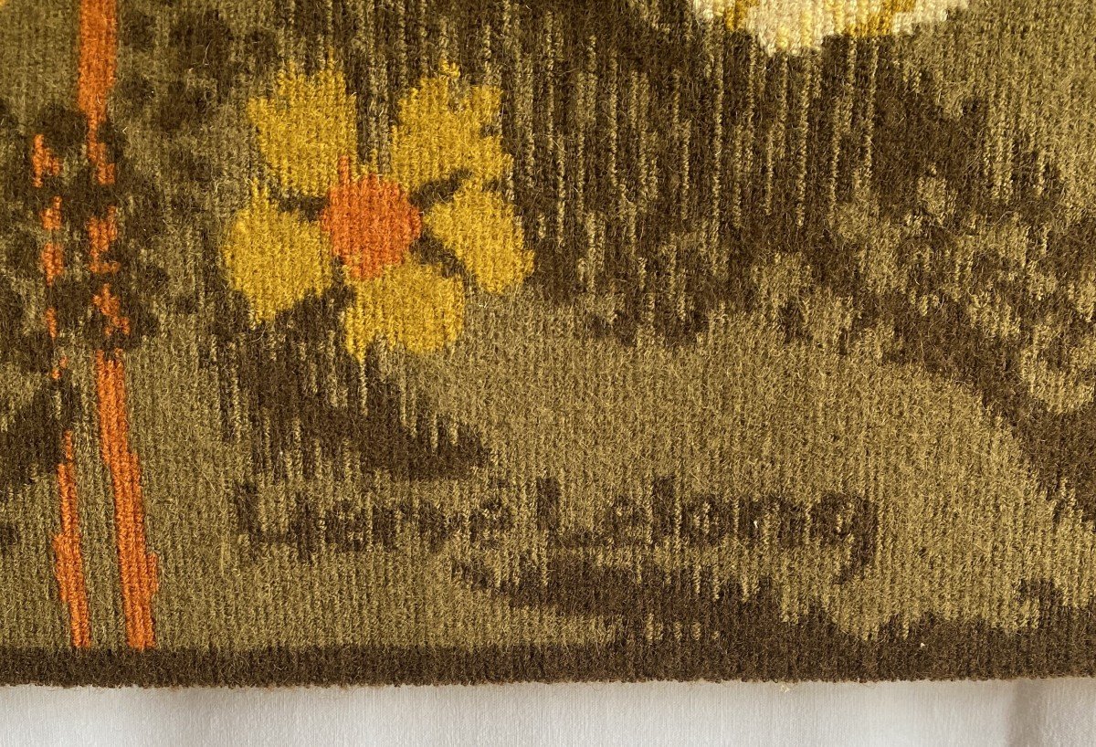 Lelong Hervé Aubusson Tapestry "la Papillonnière" 20th Century-photo-4