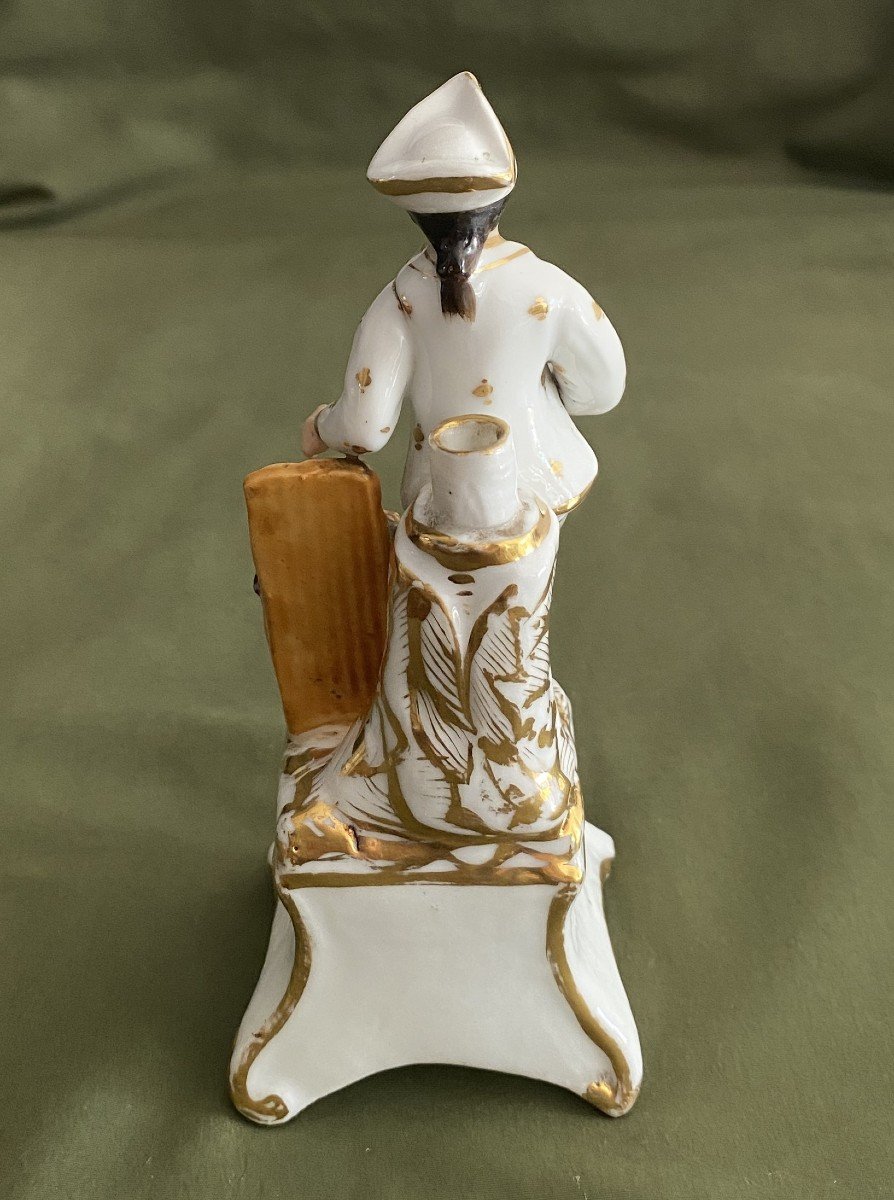 Encrier Porte Plume En Porcelaine Vieux Paris Jeune homme aux fruits XIX ème-photo-1