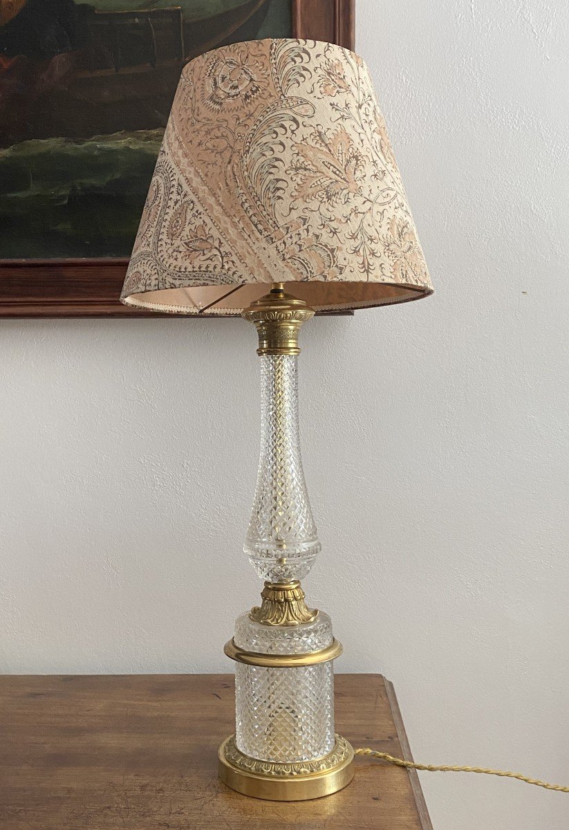 20th Century Cut Crystal And Gilt Bronze Lamp-photo-2