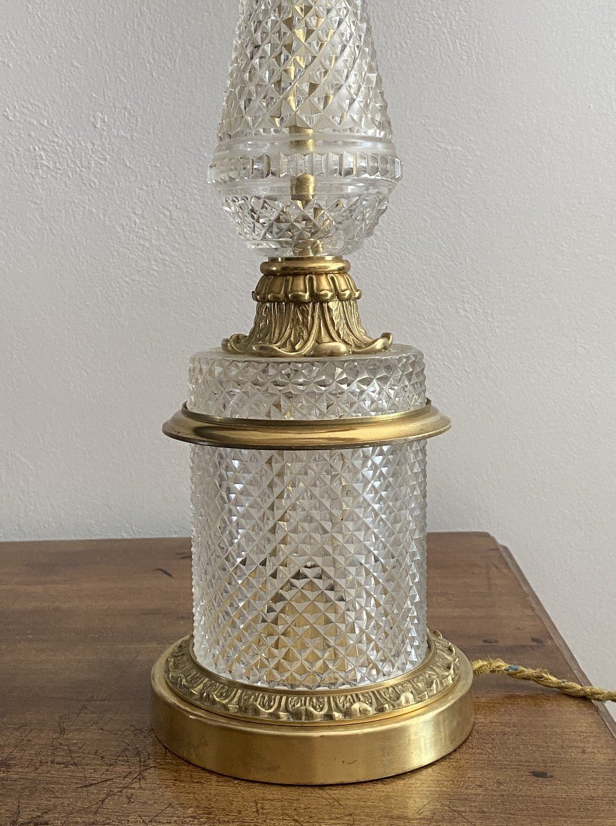 20th Century Cut Crystal And Gilt Bronze Lamp-photo-3