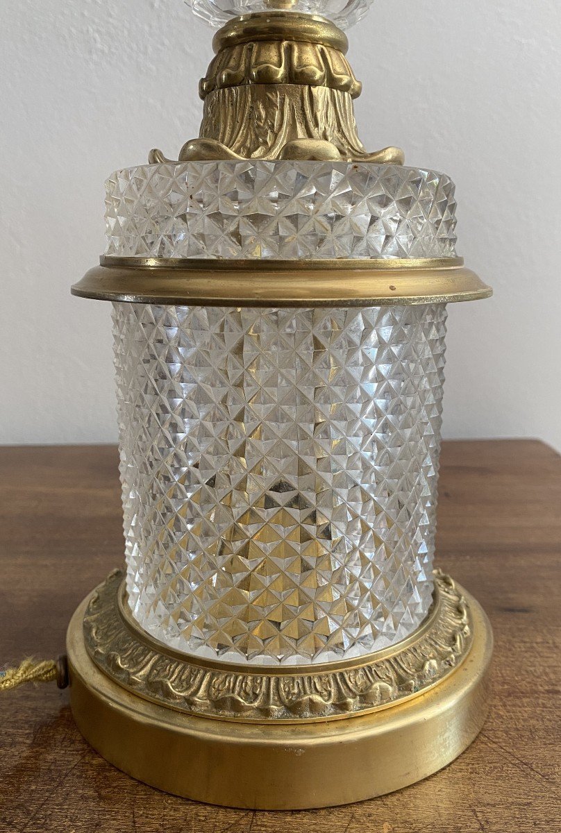 20th Century Cut Crystal And Gilt Bronze Lamp-photo-3