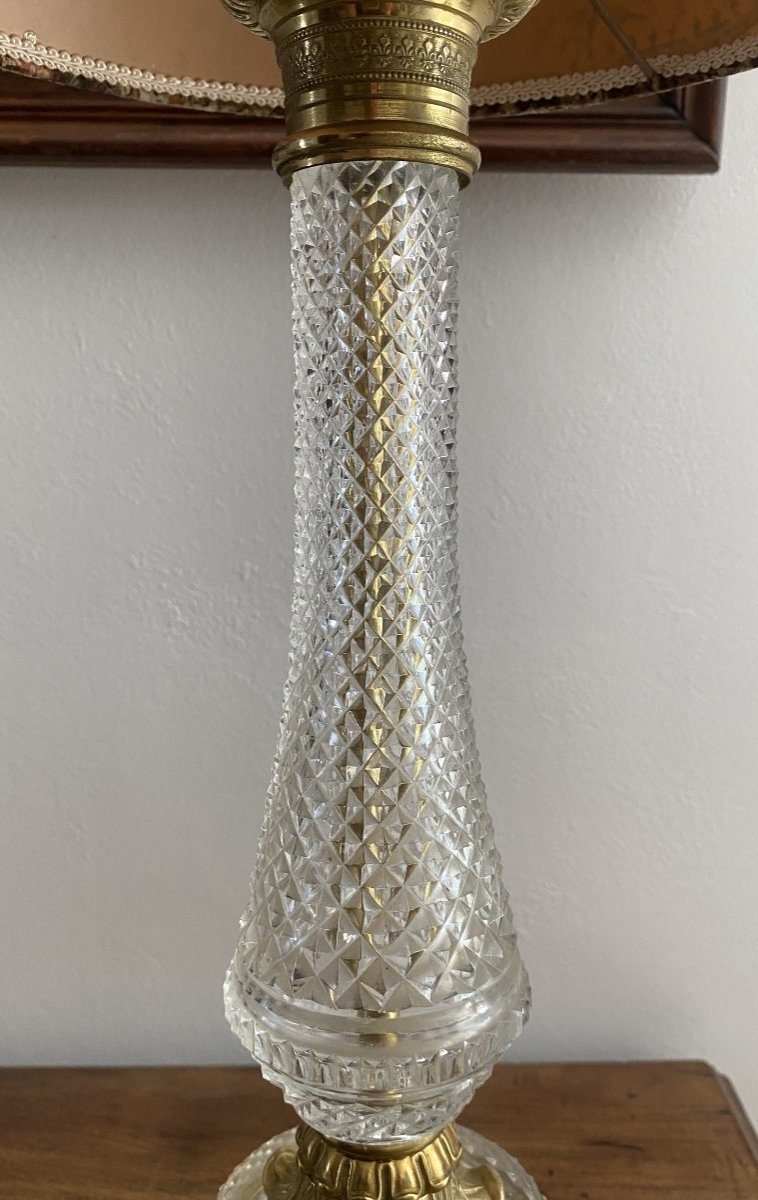 20th Century Cut Crystal And Gilt Bronze Lamp-photo-4