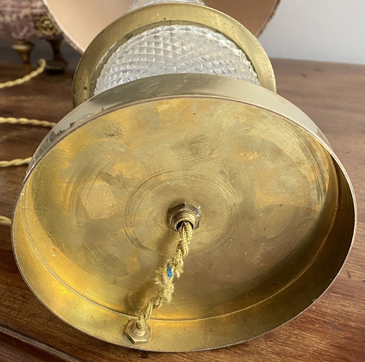 20th Century Cut Crystal And Gilt Bronze Lamp-photo-5