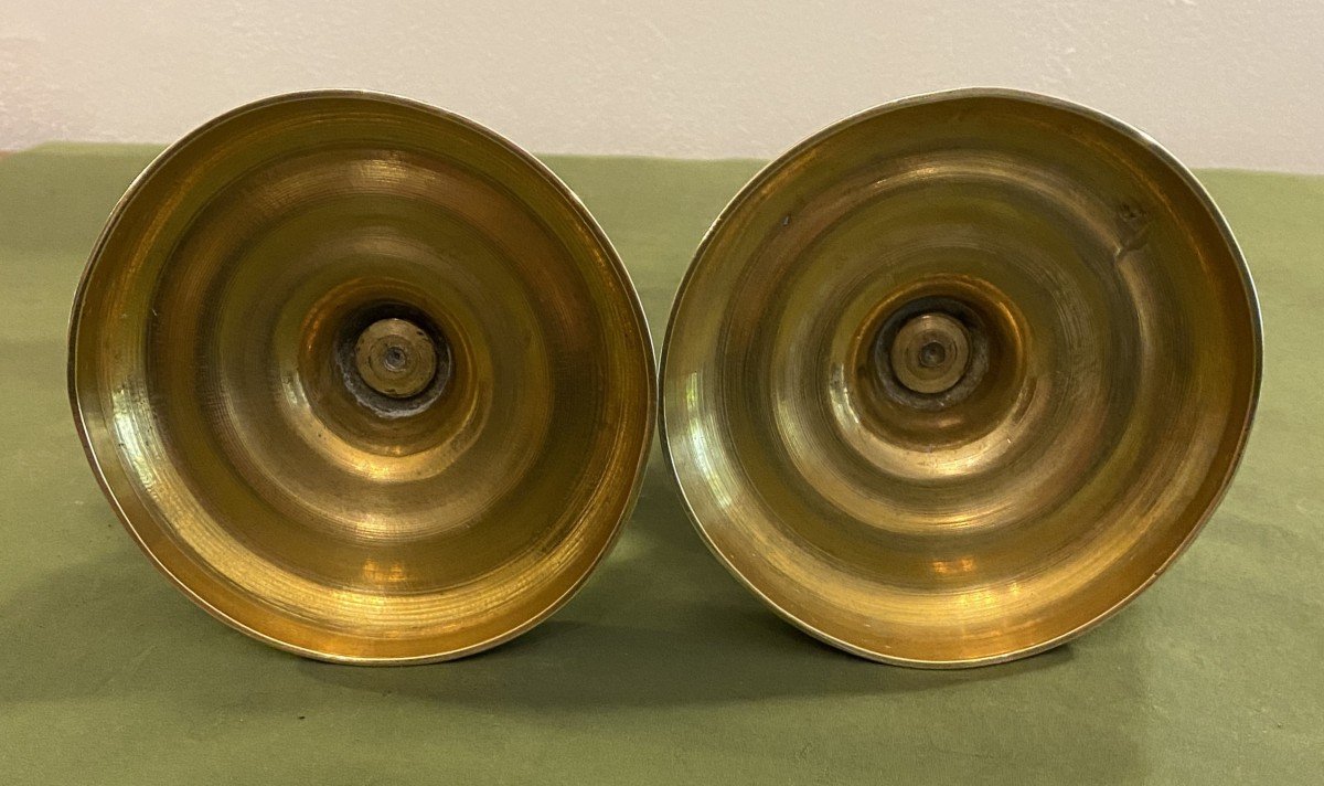 Pair Of 19th Century Restoration Period Chiseled Bronze Candlesticks-photo-2