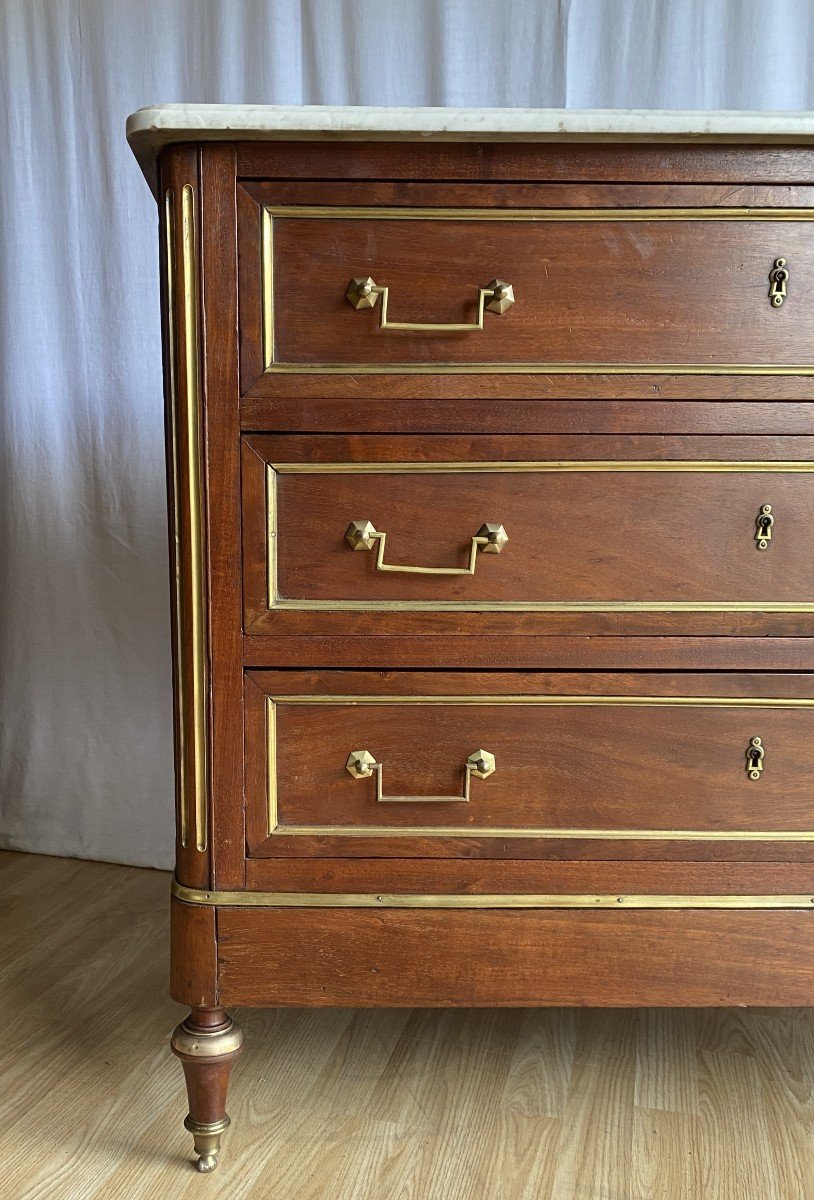 Mahogany Chest Of Drawers Brass Fillets XVIII Th-photo-2