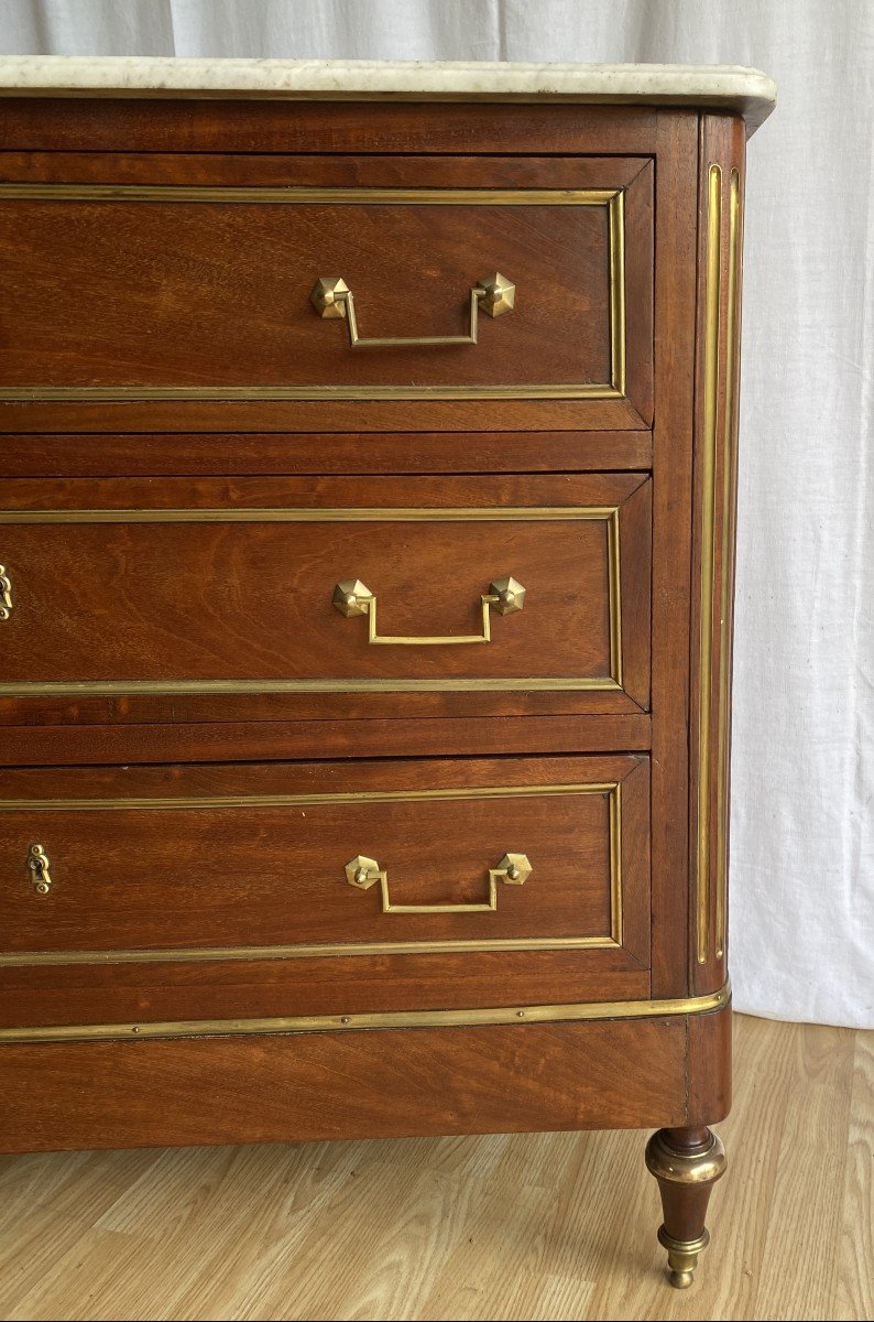 Mahogany Chest Of Drawers Brass Fillets XVIII Th-photo-3