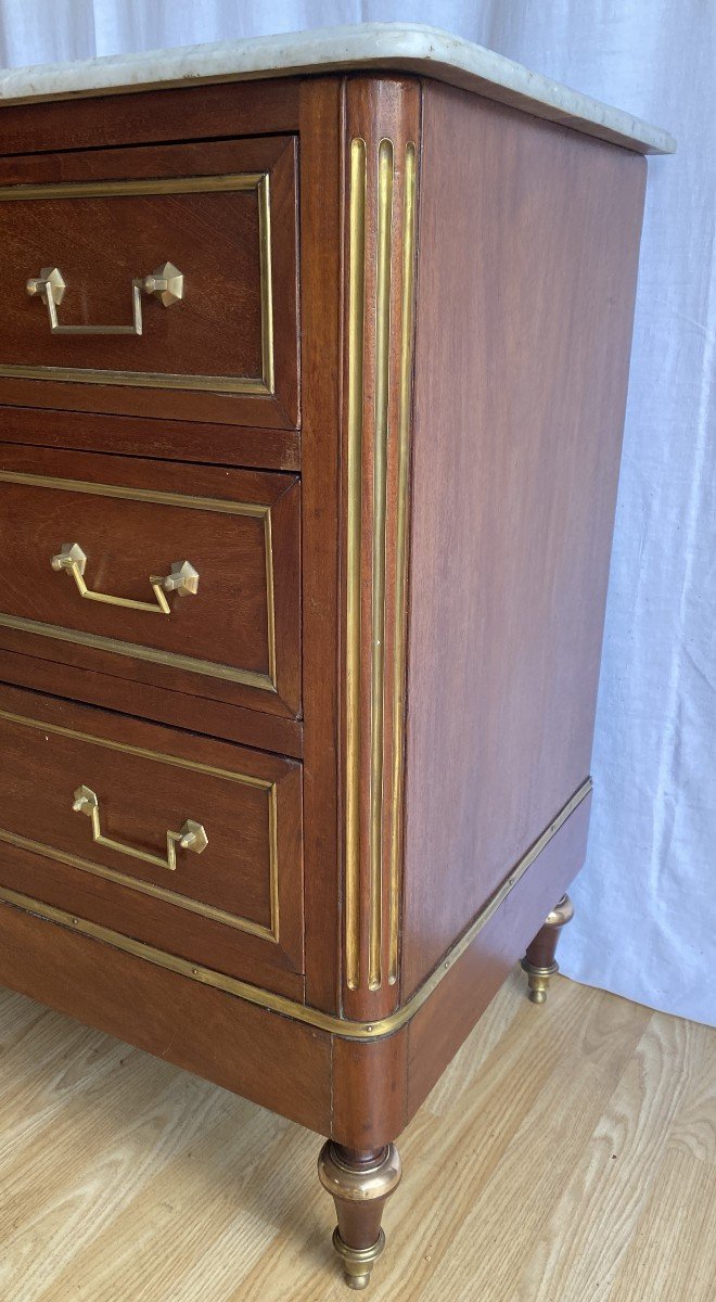 Mahogany Chest Of Drawers Brass Fillets XVIII Th-photo-2