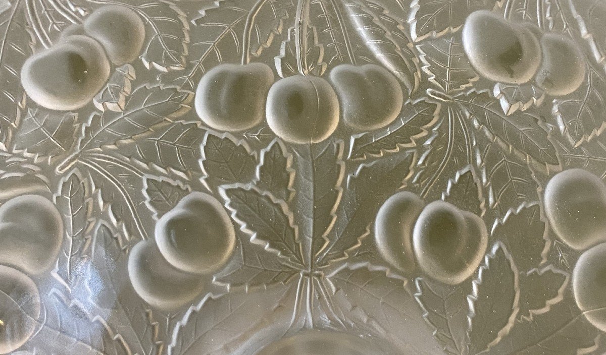 Art Deco Glass Fruit Bowl With Cherry Decor, 20th Century-photo-1