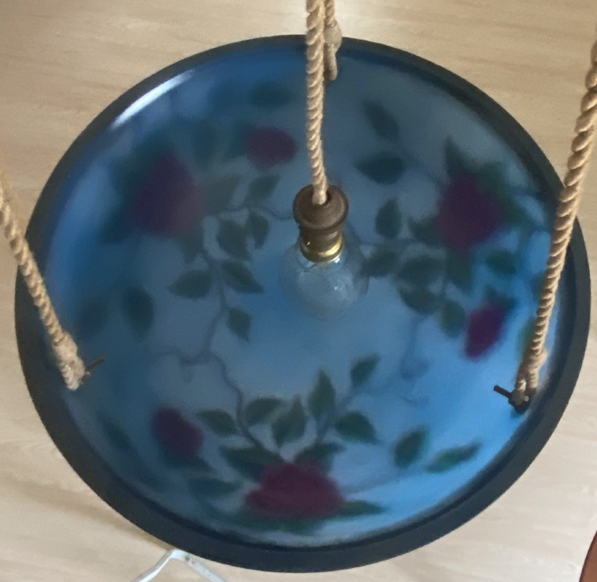 Art Nouveau Suspension Or Chandelier Basin Etched With Acid Nancea 20th Century-photo-5