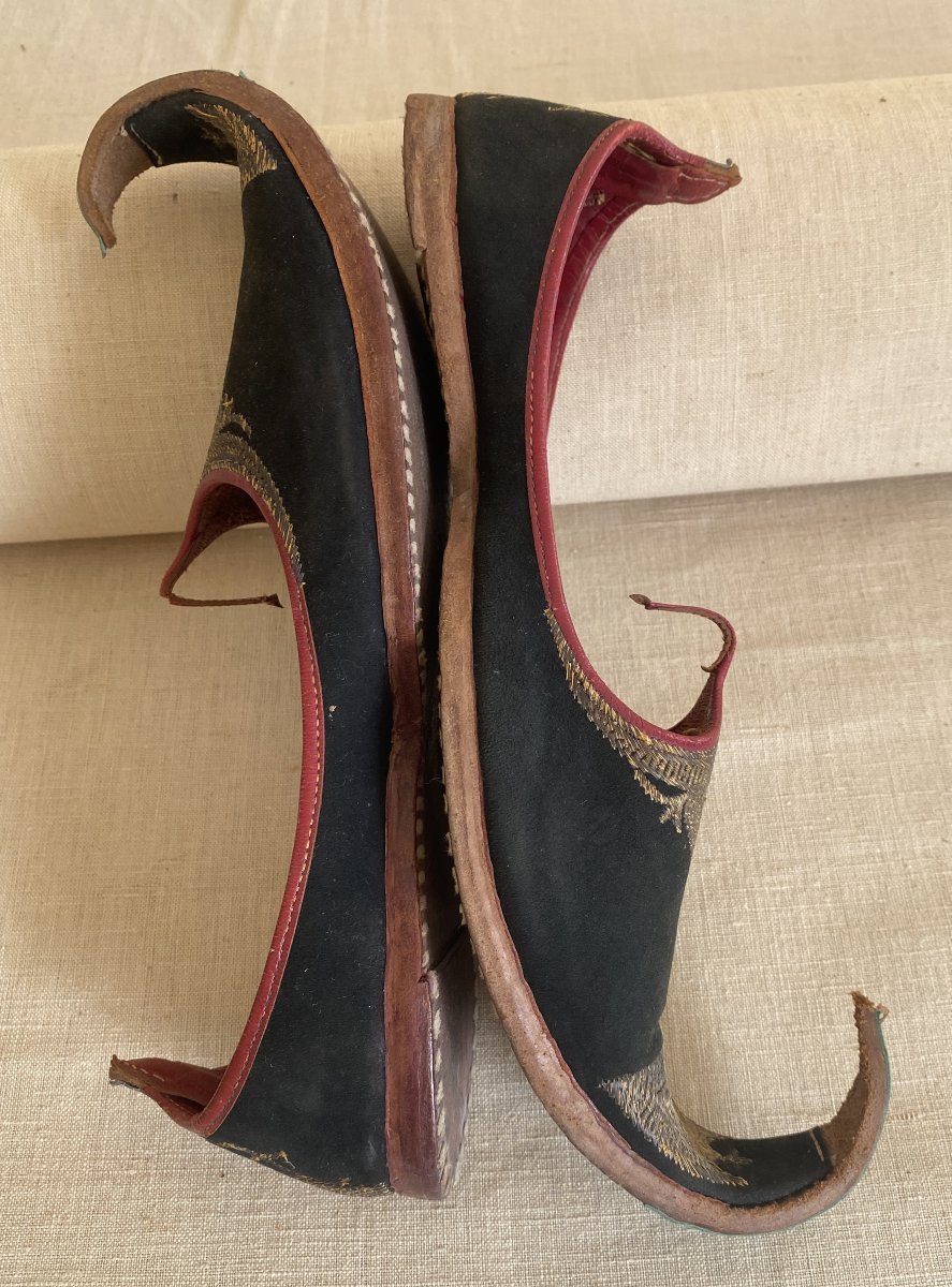 Paire De Chaussures Traditionnelles Ottomanes – Fin XIXe / Début XXe Siècle-photo-2