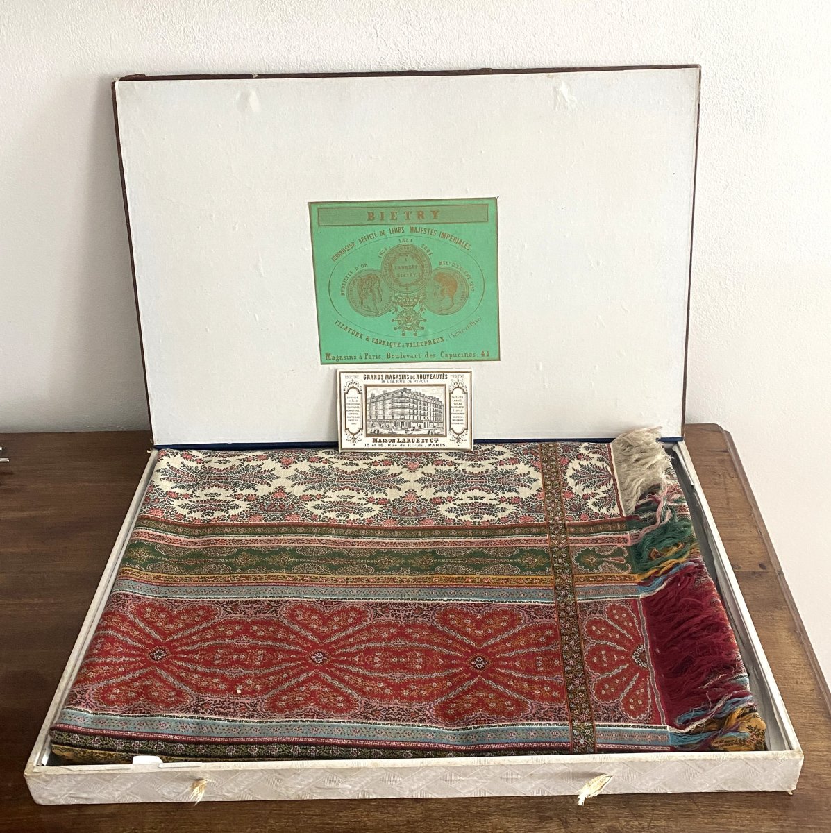 19th Century French Cashmere Shawl, Maison Biétry, Supplier To Their Imperial Majesties-photo-3