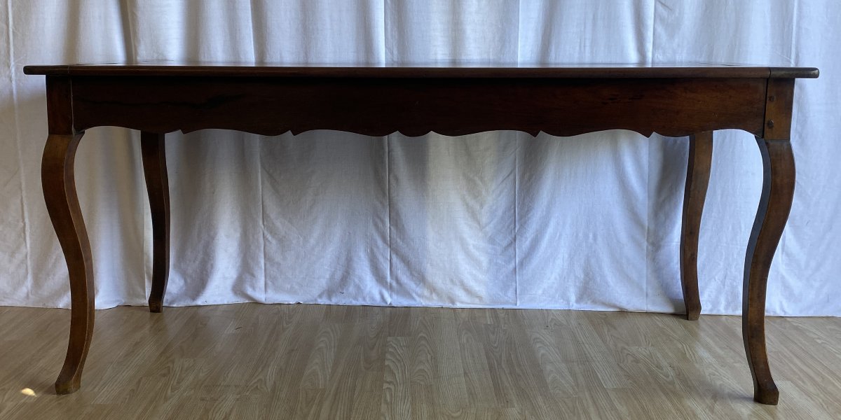 Console Ou Table De Ferme En Noyer pieds galbés XIX ème-photo-2