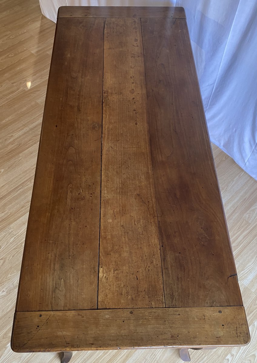 Console Ou Table De Ferme En Noyer pieds galbés XIX ème-photo-3