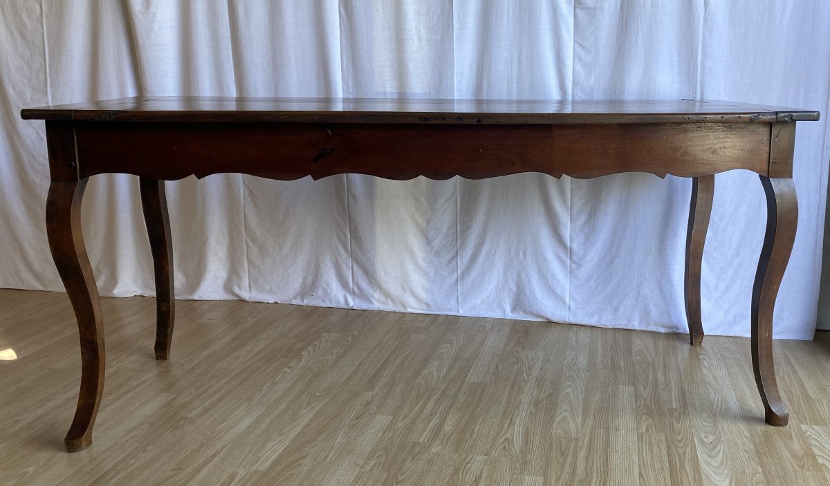 Console Ou Table De Ferme En Noyer pieds galbés XIX ème-photo-1