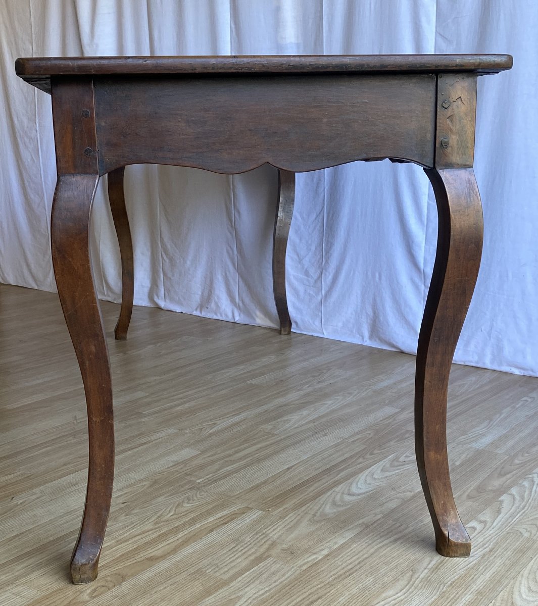Console Ou Table De Ferme En Noyer pieds galbés XIX ème-photo-2