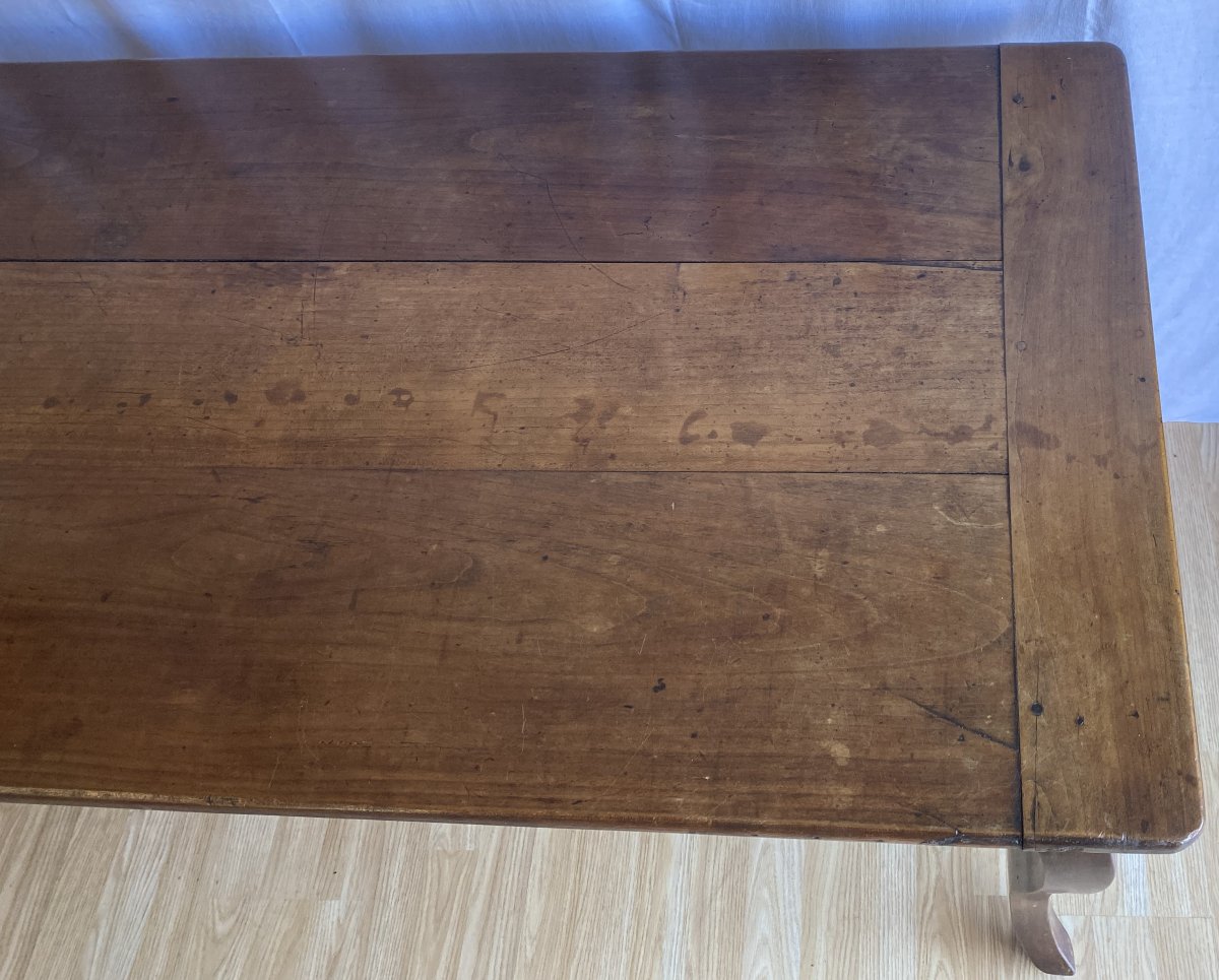 Console Ou Table De Ferme En Noyer pieds galbés XIX ème-photo-4