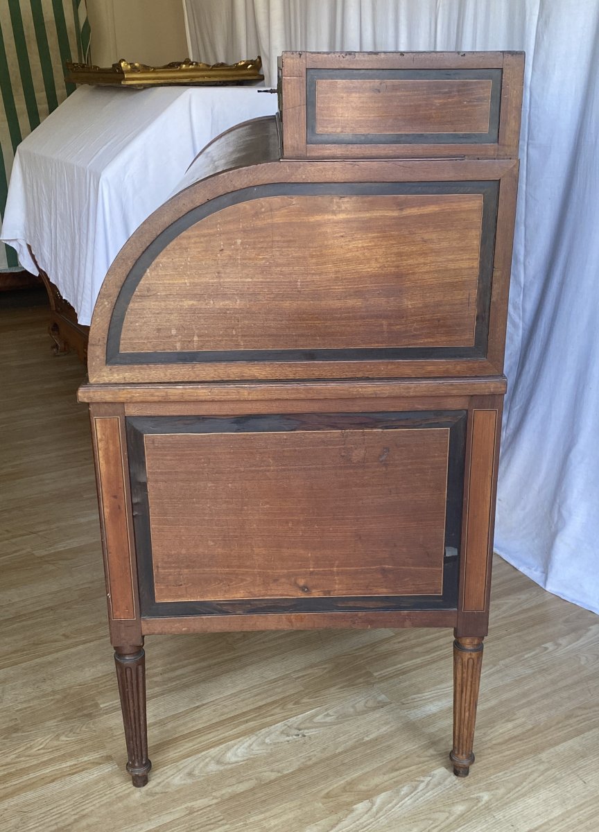 Louis XVI Cylinder Chest Of Drawers In Mahogany, 18th Century-photo-4