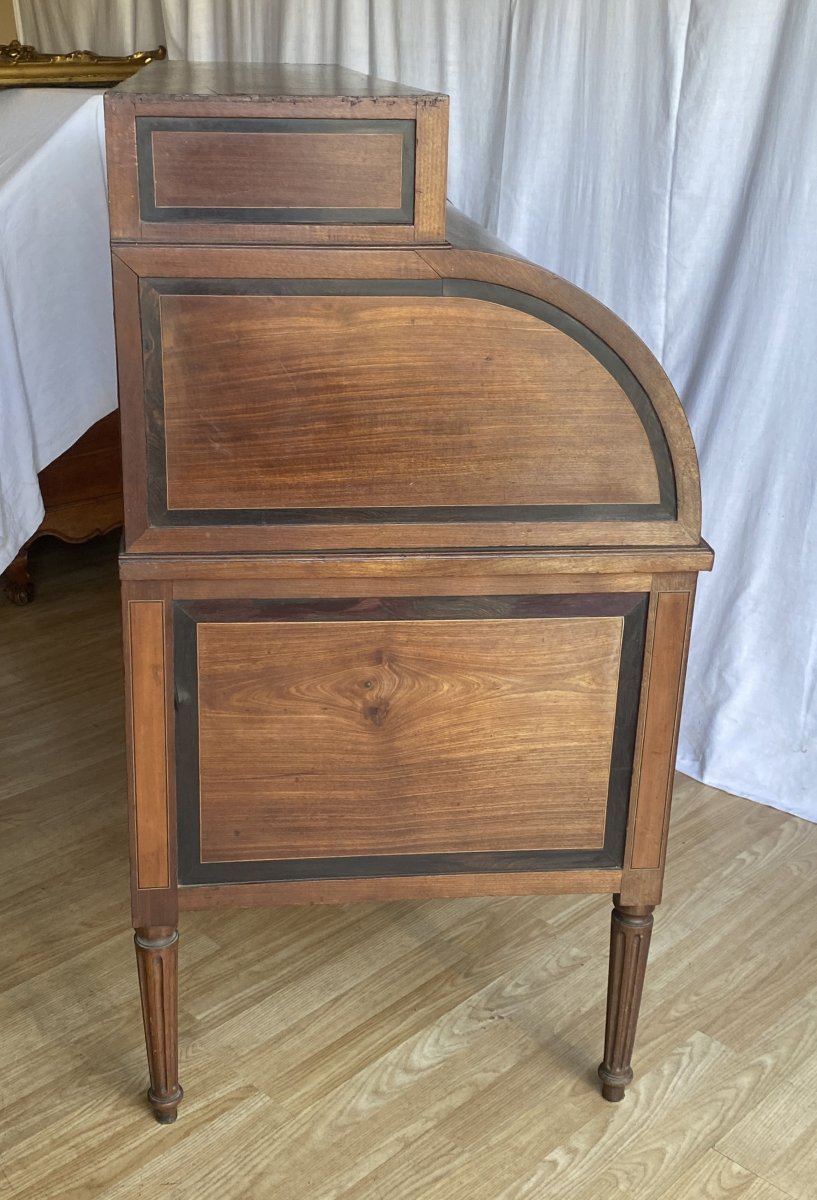 Louis XVI Cylinder Chest Of Drawers In Mahogany, 18th Century-photo-2