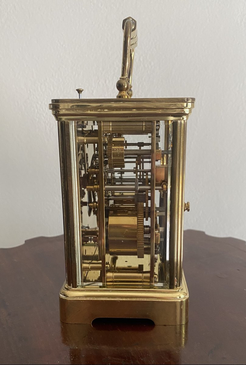pendulette de voyage ou réveil d'officier en bronze à sonnerie XIX ème-photo-3