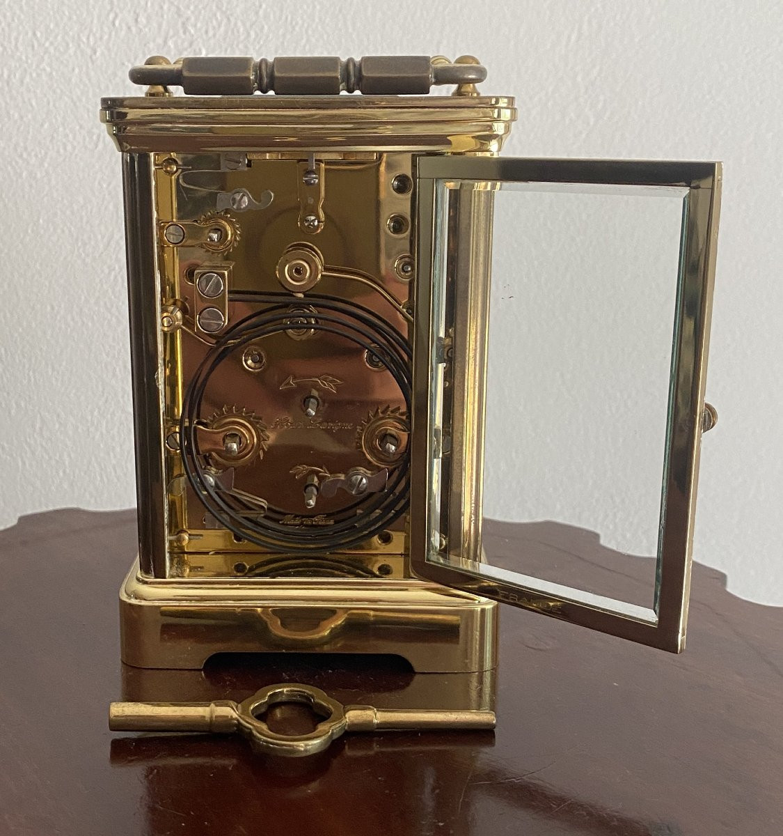 pendulette de voyage ou réveil d'officier en bronze à sonnerie XIX ème-photo-4