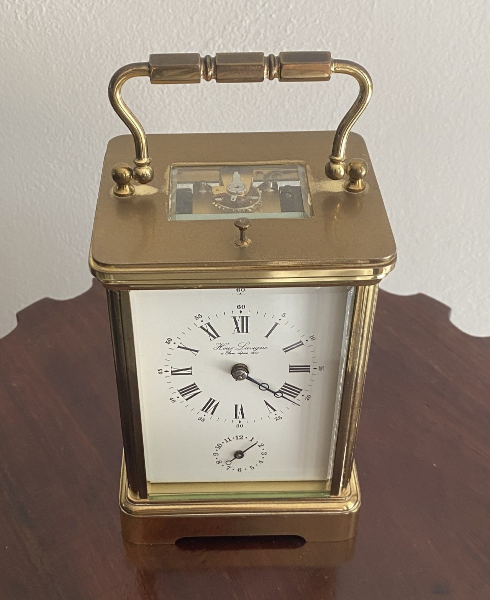 pendulette de voyage ou réveil d'officier en bronze à sonnerie XIX ème