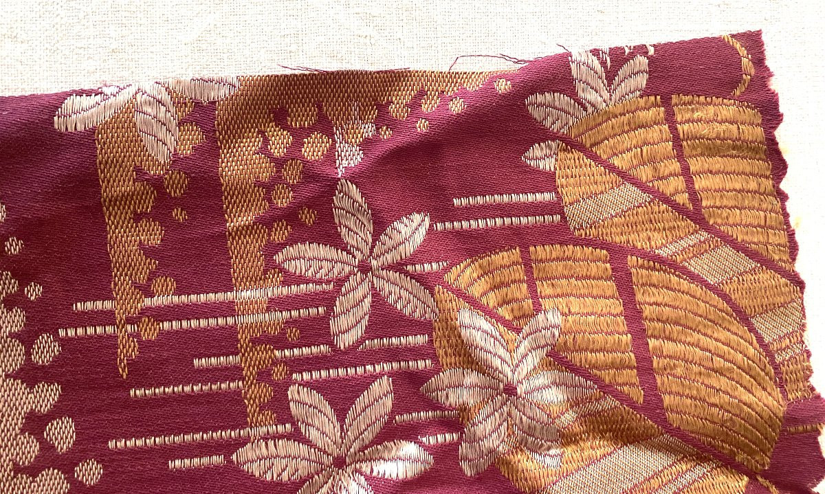 Tissu ancien Art Déco en Coton/ Lin/ Soie 1-photo-4