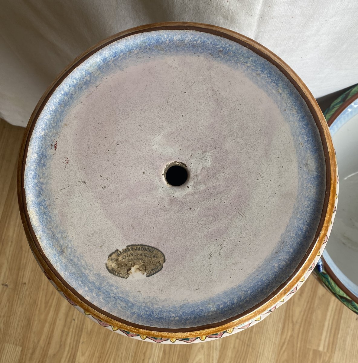 Large Planter Or Flowerpot On A Column In 19th Century Earthenware-photo-1
