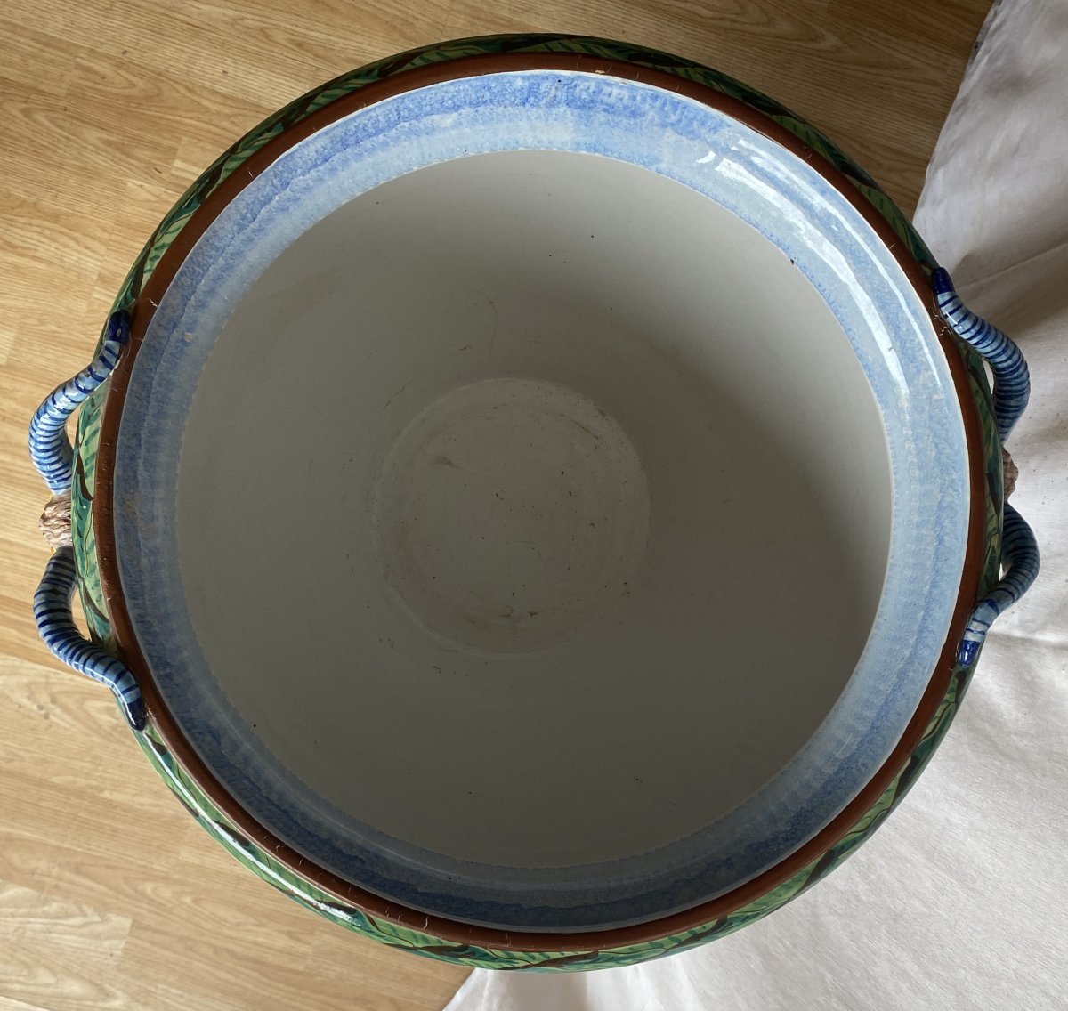 Large Planter Or Flowerpot On A Column In 19th Century Earthenware-photo-4