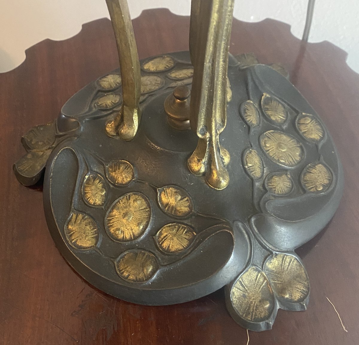 Art Nouveau Lamp In Bronze And Brass, 1900s-photo-3