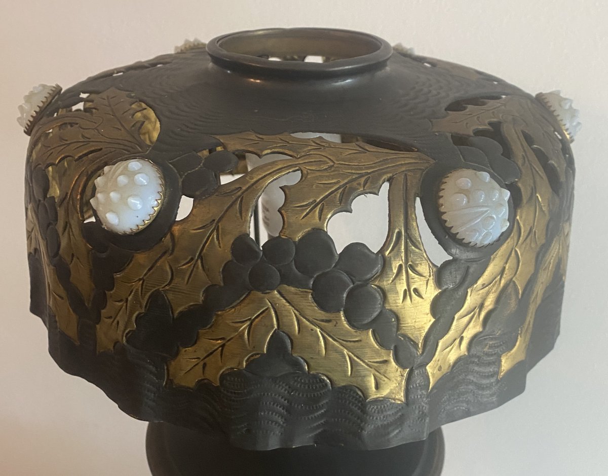 Art Nouveau Lamp In Bronze And Brass, 1900s-photo-4