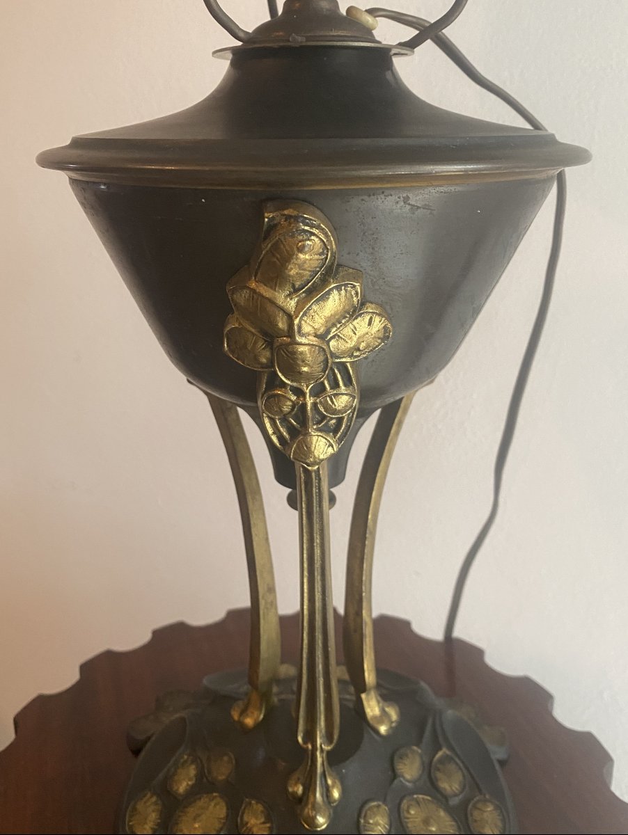 Art Nouveau Lamp In Bronze And Brass, 1900s-photo-1