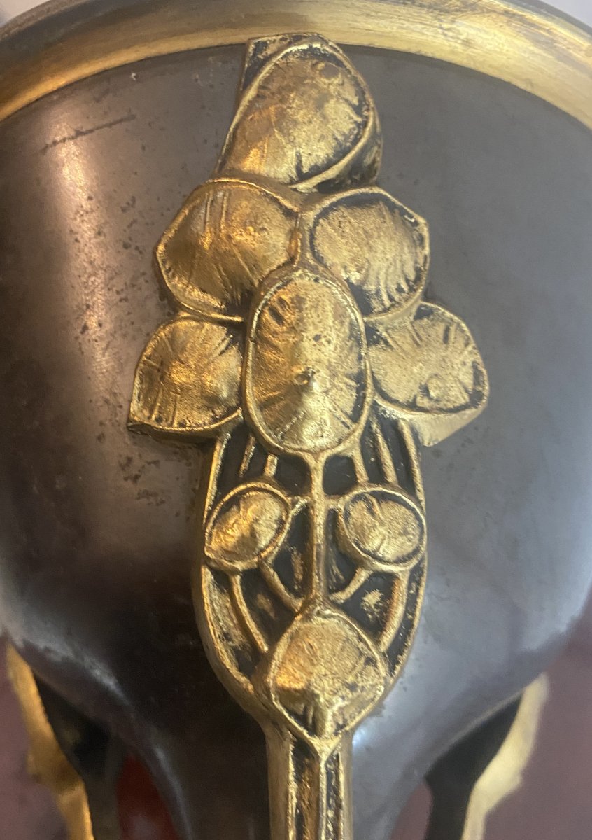 Art Nouveau Lamp In Bronze And Brass, 1900s-photo-5