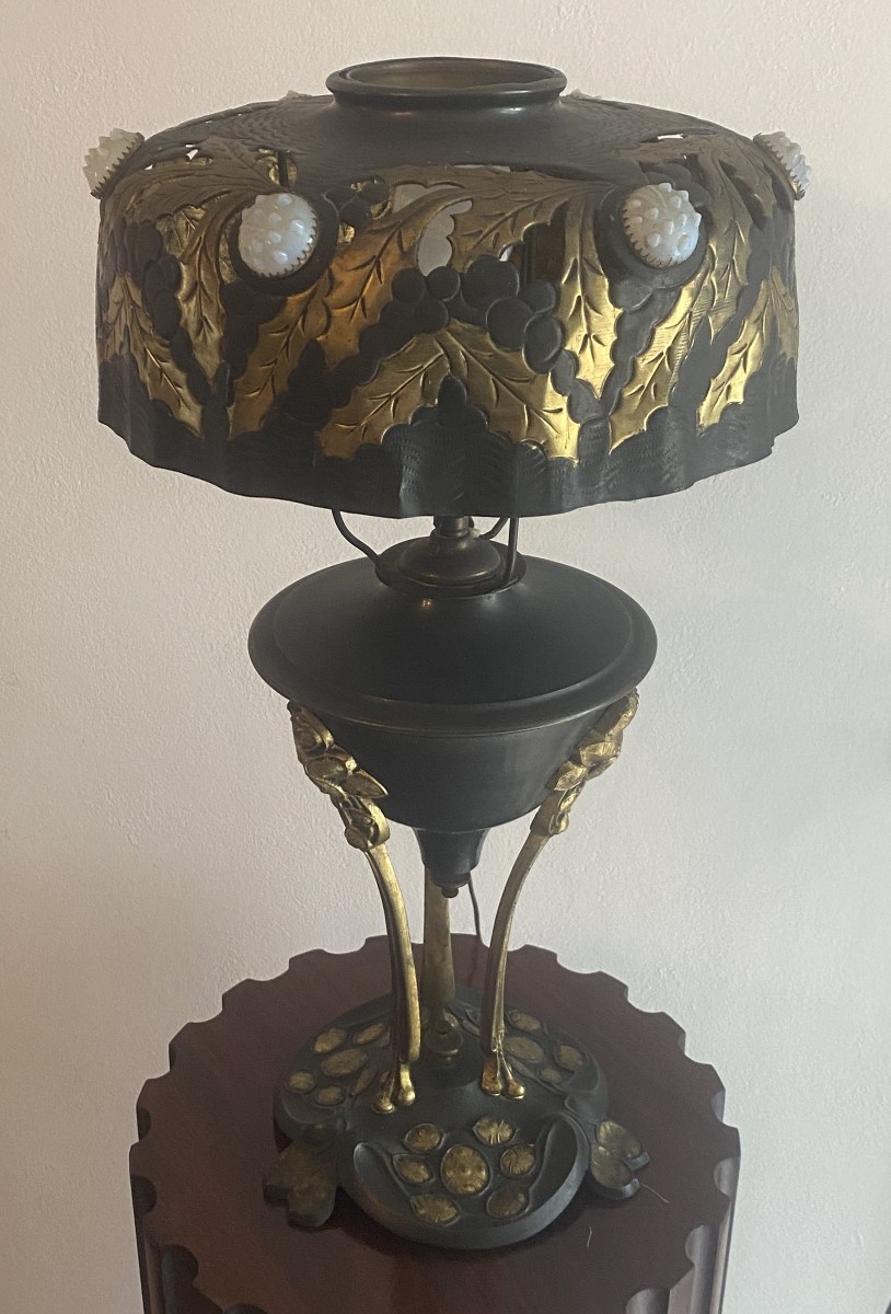 Art Nouveau Lamp In Bronze And Brass, 1900s