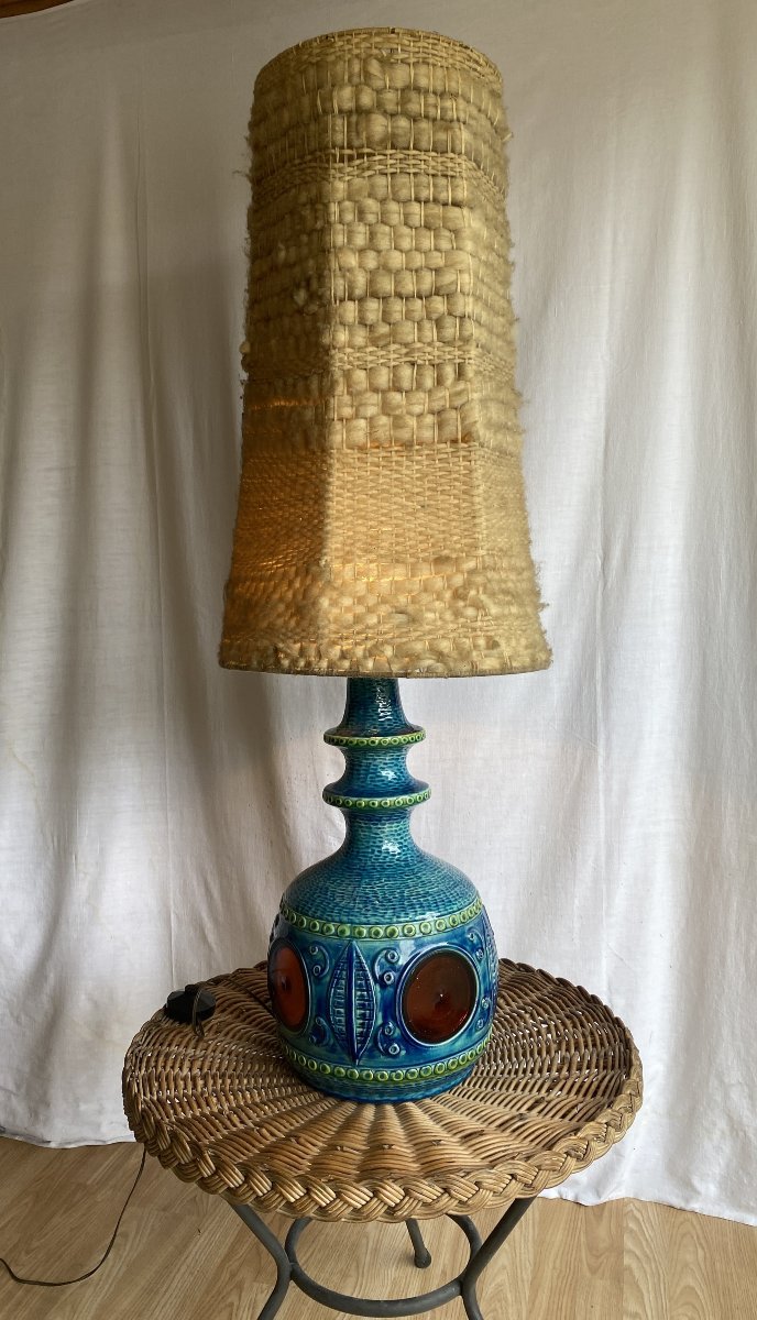 Grande Lampe en céramique et plaques de verre rouge 1970  West Germany XX ème-photo-2