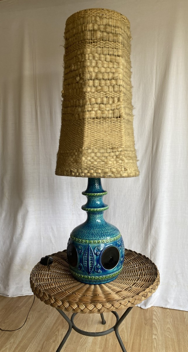 Grande Lampe en céramique et plaques de verre rouge 1970  West Germany XX ème