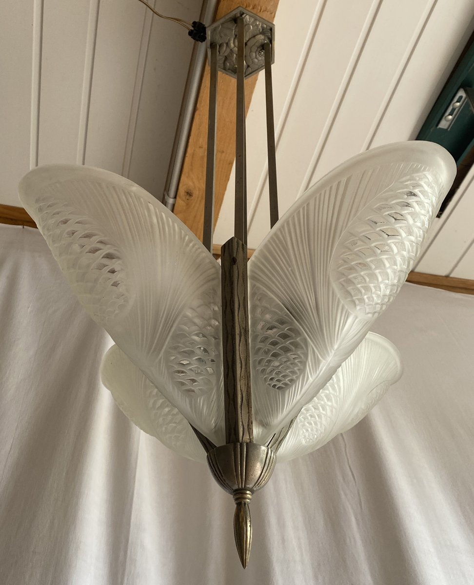 Art Deco Chandelier With Pine Cones, 20th Century-photo-2
