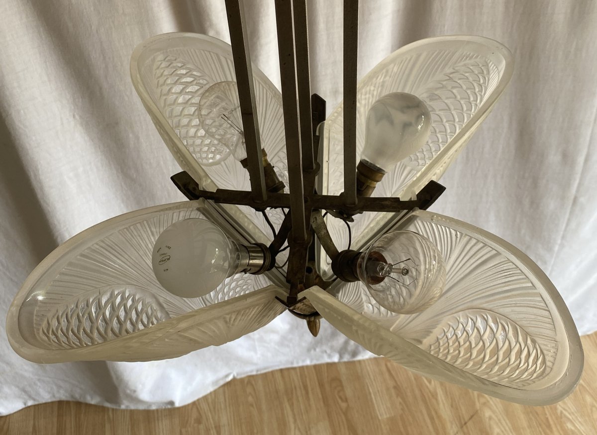 Art Deco Chandelier With Pine Cones, 20th Century-photo-1
