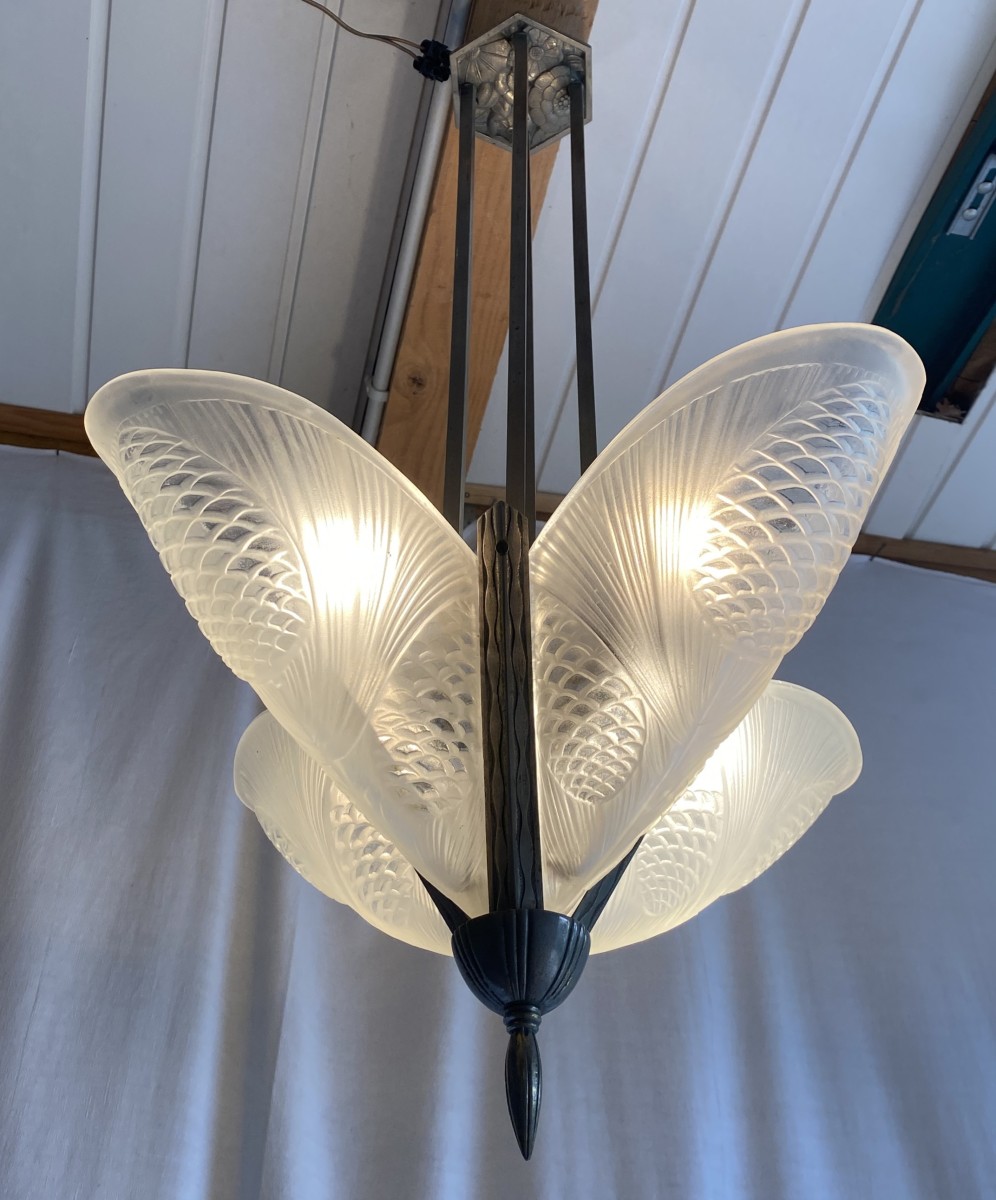 Art Deco Chandelier With Pine Cones, 20th Century