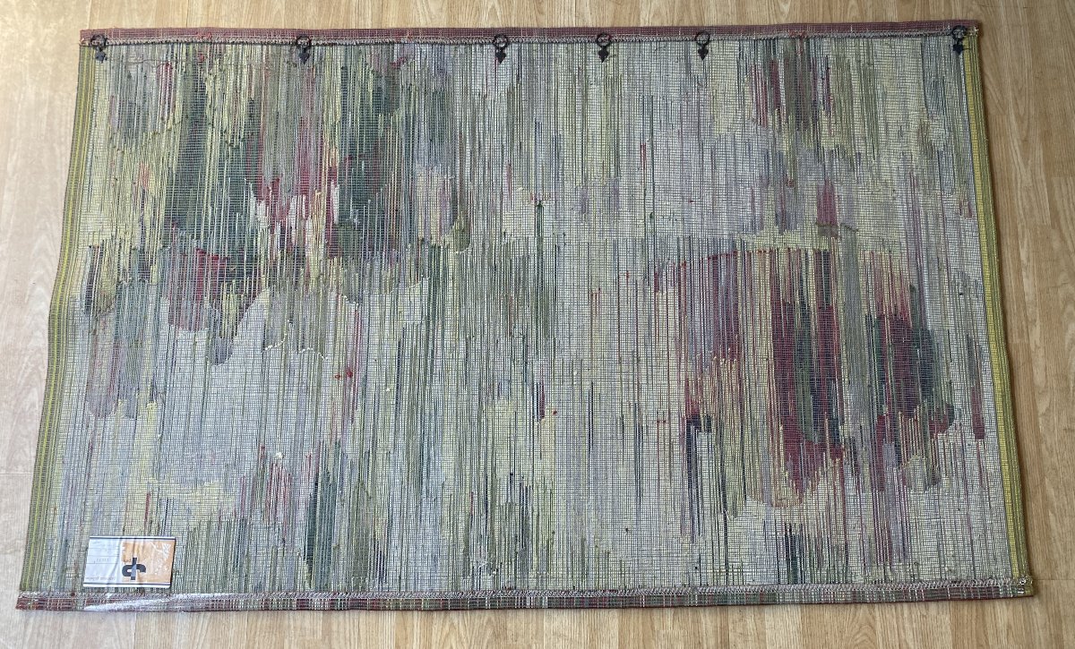 Hervé Lelong Wool Tapestry With Marine "water Flower" Decor, 20th Century-photo-5