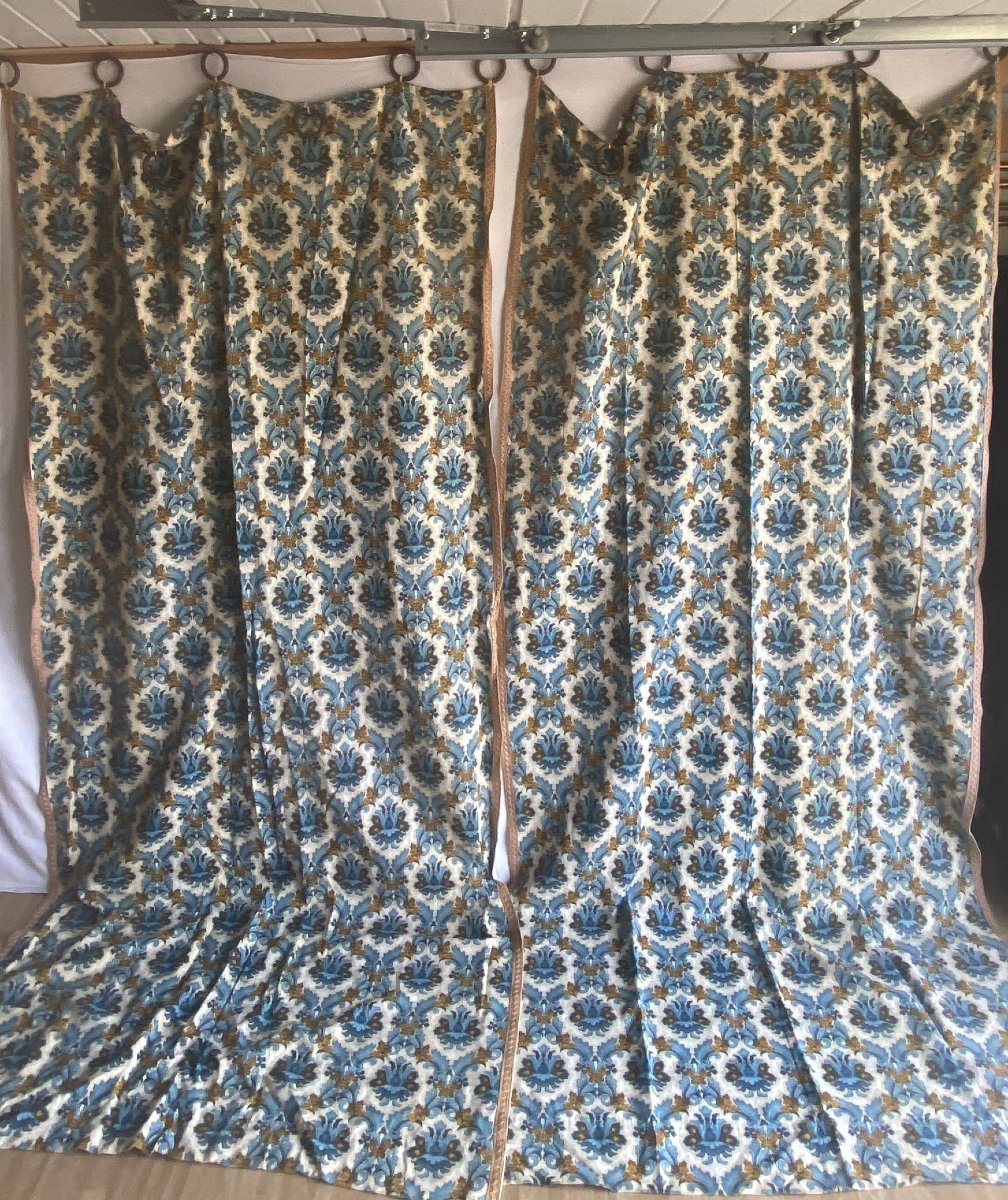 Paire de rideaux en coton – motif baroque XX ème-photo-2