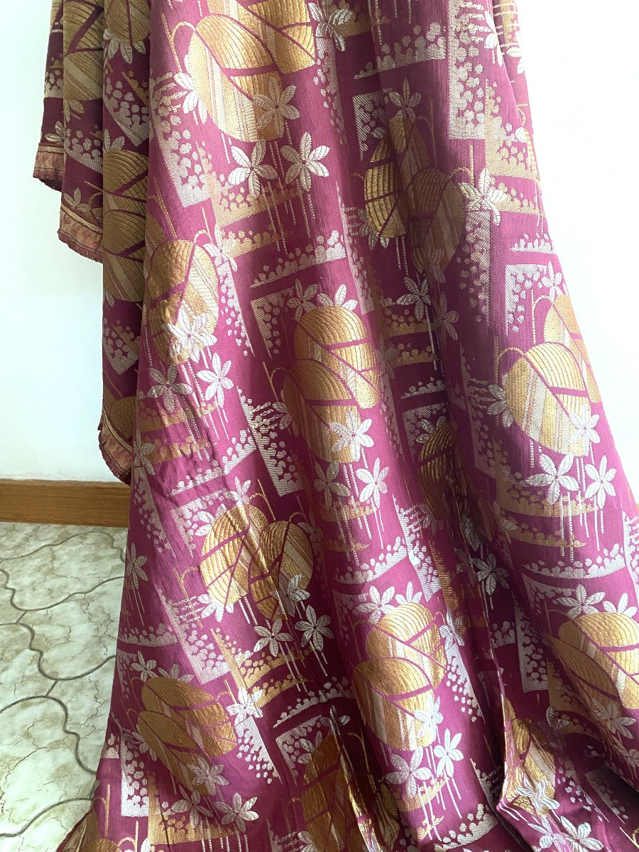 Second Antique Art Deco Fabric In Cotton/linen/silk 2-photo-2