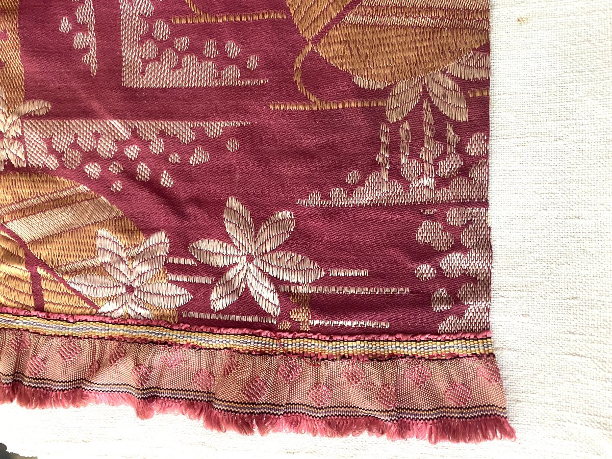 Second Antique Art Deco Fabric In Cotton/linen/silk 2-photo-4