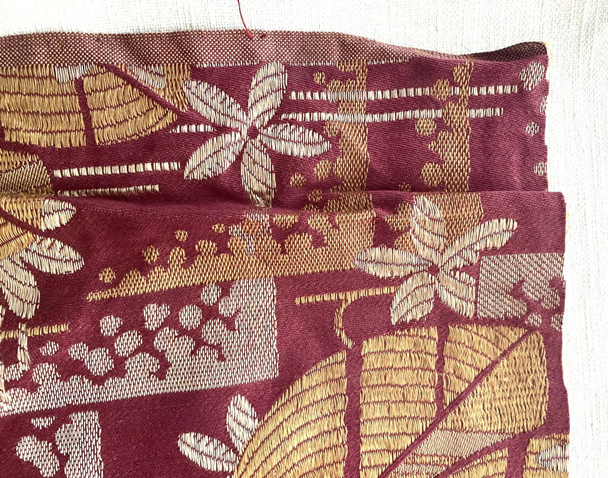 Second Antique Art Deco Fabric In Cotton/linen/silk 2-photo-1